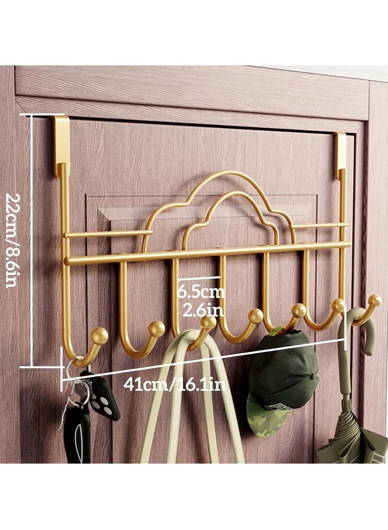 Arabest Over the Door Hook 7 Hook Coat Rack, Metal Towel Hanger, Bathroom Door Hooks, Clothes Hanger, Hat Organizer, and Belt Holder, Gold - Image 3
